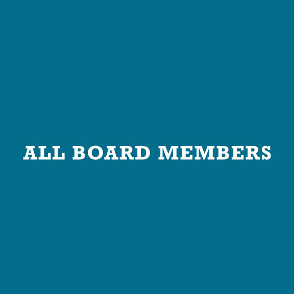 All Board Members in white on a light bluish-green background